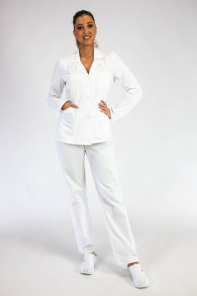 Medicinska uniforma ženska MEDIC M-5 Slim - Dugi rukav - Bela