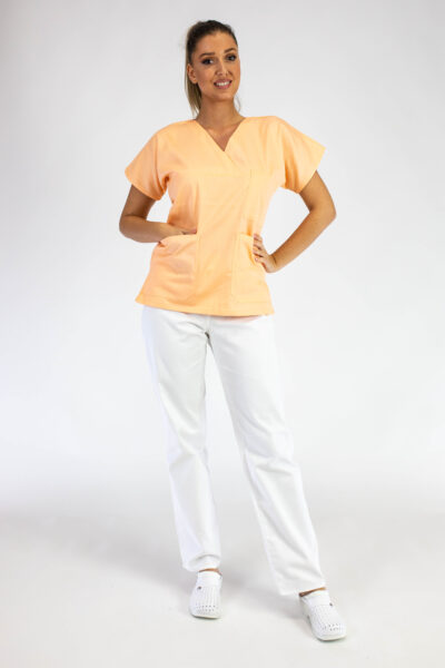 Medicinska uniforma ženska MEDIC M-2 Kajsija roze / Bela