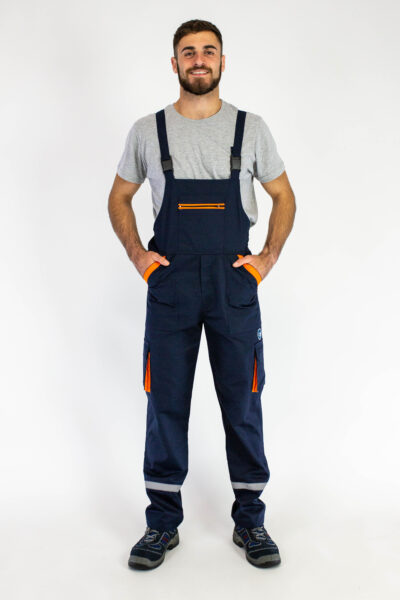 Radni polukombinezon WORK 3 - Teget / Narandžasti