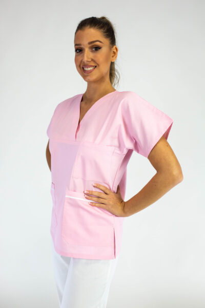 Medicinska bluza ženska MEDIC M-2 Roze / Beli paspul