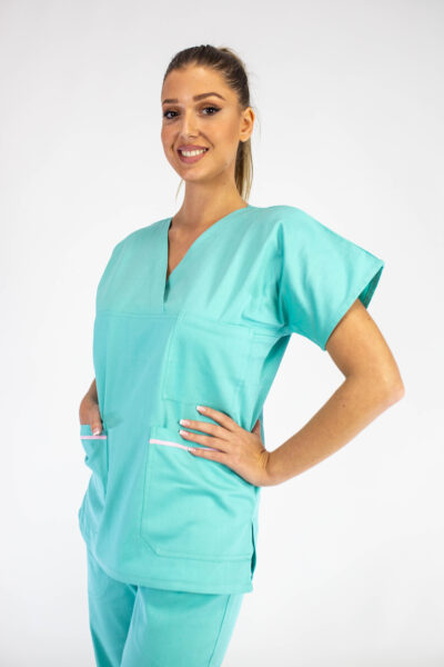 Medicinska bluza ženska MEDIC M-2 Rezedo zelena / Roze paspul