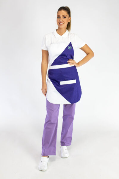 Radna kecelja W2 Ljubicasto bela