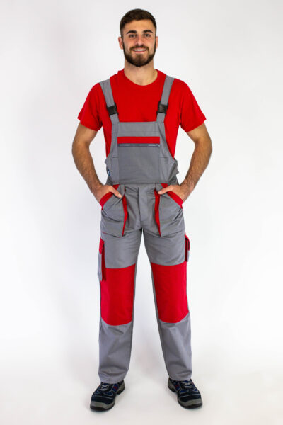Radni polukombinezon PROFY WORK D-22 - Sivo / Crveni