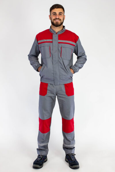 Radna uniforma WORK 1 - Sivo / Crvena