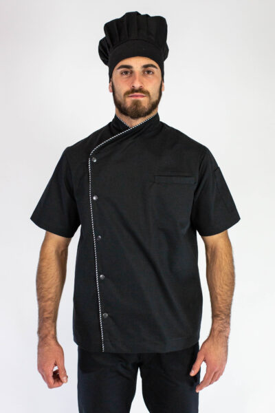 Kuvarska bluza muška BARINOV Crna / Karirani paspul