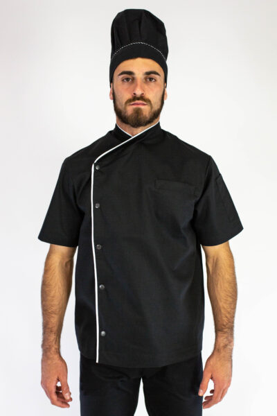 Kuvarska bluza muška BARINOV Crna / Beli paspul